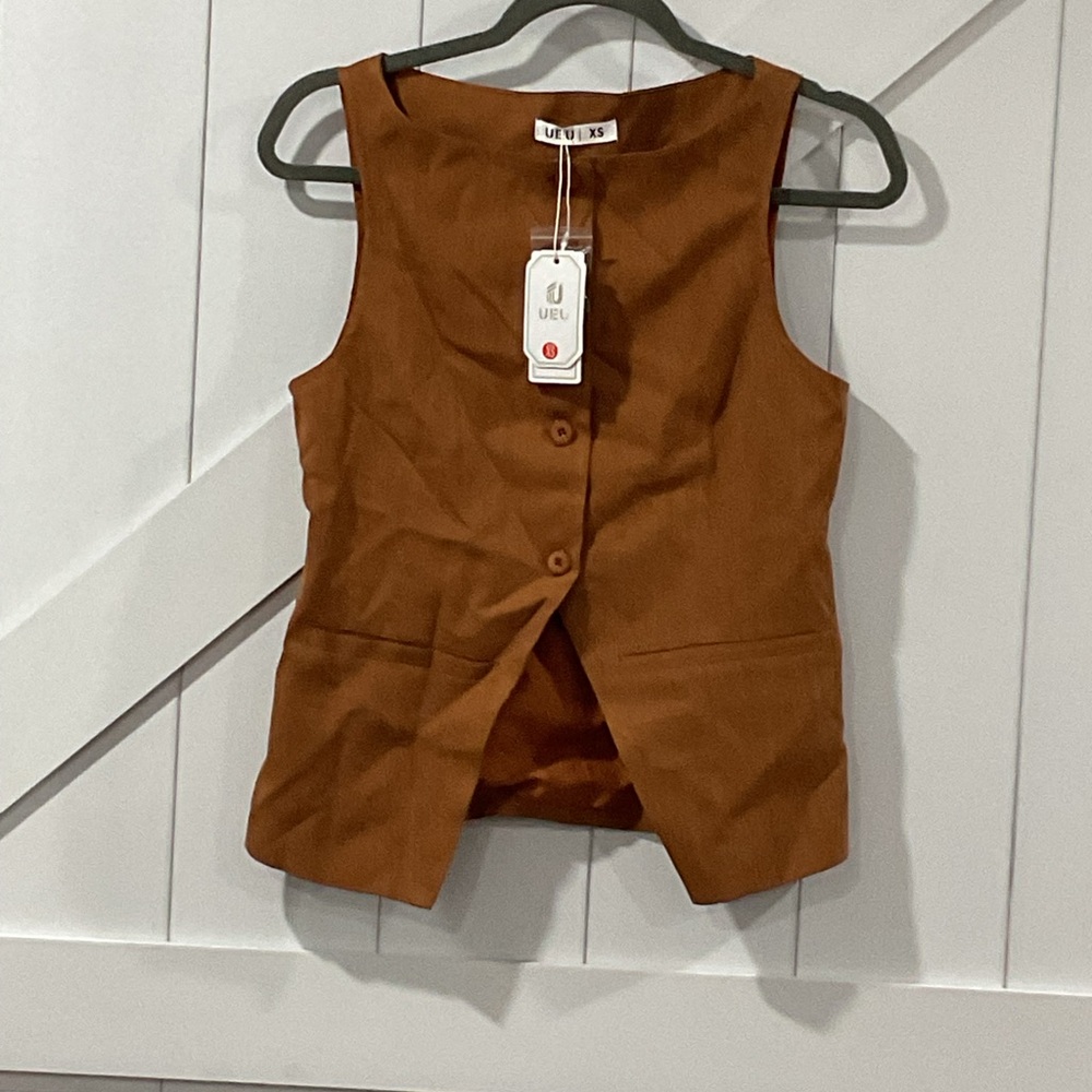 UEU Women's Brown Button Down Shirt